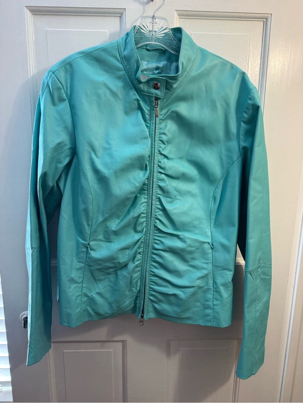 Wilsons Leather Turquoise Zip-Front Leather Jacket